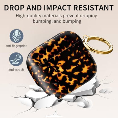 Compatible with AirPods 4th Generation Case 2024, Shockproof Cover with Golden Buckle for Women & Girls, Protective Anti-Drop Design(Cute Luxury Leopard) - color: Cute Luxury leopard