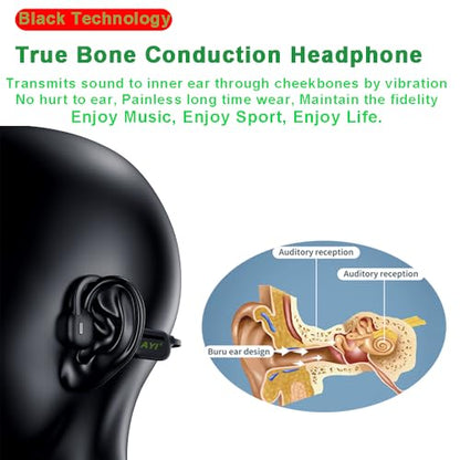 AYI Professional Swim Headphones True Bone Conduction Open Ear Headset MP3 Player Built-in 32G Memory IP68 Underwater Waterproof Bluetooth Earphone for Driving Bicycling Running Skiing-CS05 Black - color: CS05 Black
