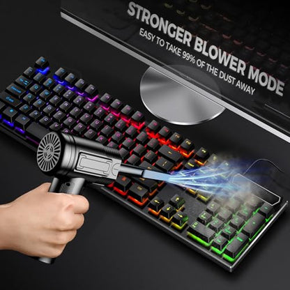 Compressed Air Duster Cordless, Dust Cleaner for Keyboard and Electronics | USB Charging, 3-Gear Adjustable