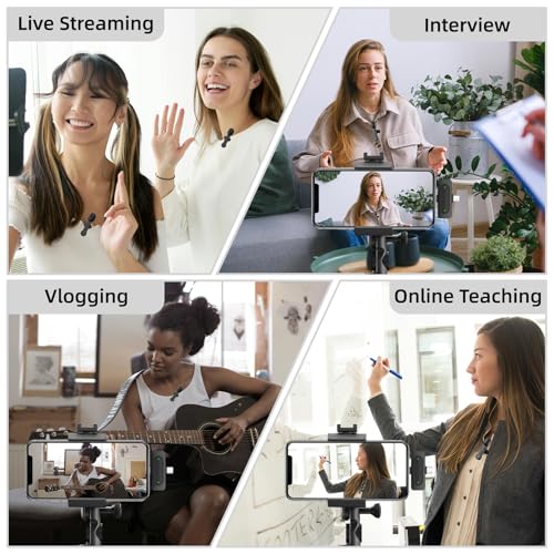 NPTCL Wireless Mini Lavalier Microphone for iPhone Android Video Recording | Noise Cancelling Mini Mic, 75ft Transmission, 8 Hour Battery Life for Content Creator, Vlogger, Youtuber, Podcaster - style: 03 iPhone & Android