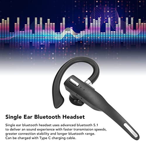 Wireless BT Earpiece, Single Ear Headset with LED Display, Noise Canceling Handsfree Headset, Portable Cordless Headset with Charging Case for Sports