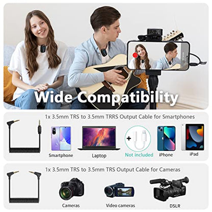 Saramonic Blink500 T2 Wireless Lavalier Microphone for Cameras Camcorder,Noise Cancellation,328ft Range,12H Battery Life,Clip-on Lapel Mic for Video Recording Interview YouTube Live Streaming