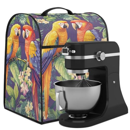 Tropical Tree Flower Parrot Kitchen Aid Mixer Cover - 6-8 Quarts Compatible Stand Mixer Dust Cover - Zipper Pocket Organizer Bag - color: Bird