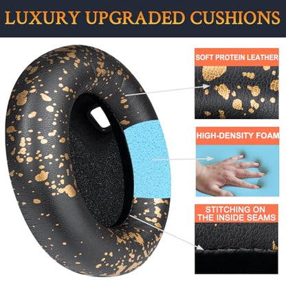 SOULWIT Replacement Earpads for Sony WH-1000XM4 (WH1000XM4) Headphones, Ear Pads Cushions with Noise Isolation Foam, Added Thickness, Without Affecting Sensor - Black Gold - color: Black Gold