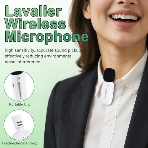 Wireless Lavalier Microphone with Voice Amplifier for Teachers | Bluetooth Speaker with Lapel Mic, Charging Portable Mini Mics, 2.4G Clip Microphones System for Tour Guides Fitness Meetings - color: White