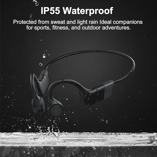 Bone Conduction Headphones, 2026 Upgraded Open-Ear Bluetooth Wireless Sport Headphones,Waterproof Wireless Headphones with Built-in Mic for Sports,Workout, Running, Hiking, Cycling (Black)