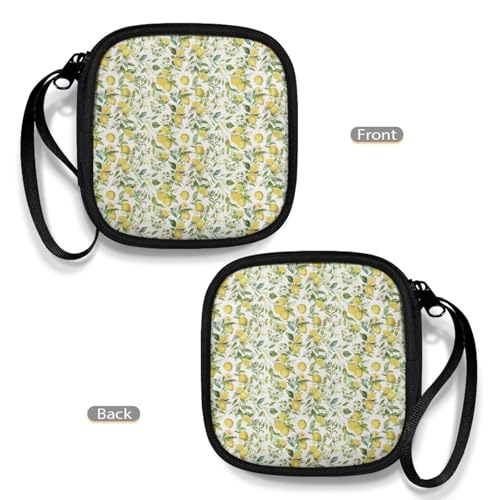 Portable Wireless Headphone Case, Lemon Print Earphone Storage Bag Carrying Case, Earbud Holder with Handle Headphone Bag Travel - color: Lemon Print