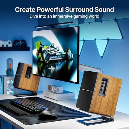 Desk Speaker Stands for Most Bookshelf Speakers, 22 lbs Capacity, 1 Pair | Speaker Riser with Anti-Vibration Pads, 16°Tilt Angle, Space-Saving Audio Stands for PC Speakers,1 Pair, Black