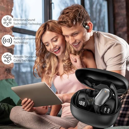 Wireless Earbuds with Earhooks in-Ear Earbuds Bluetooth 5.4 with ENC Noise Cancelling 75Hr Playback IPX7, 2025 Workout Bluetooth Earphones, HiFi Deep Bass Clear Highs Wireless Headphones