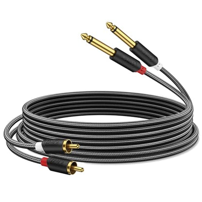 J&D RCA to 1/4" Stereo Audio Interconnect Cable, 3 Feet | Dual 1/4 inch TS to 2RCA Cable with Nylon Braided Jacket, Gold-Plated Plugs and Dual Shielding for Mixers, Amps and Hi-Fi - size: 3 Feet