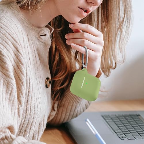 for AirPods Case Cover, Come with Cleaner Kit, Soft Silicone Protective Cover with Buckle, Compatible with Apple AirPods 2nd 1st Generation Charging Case, Front LED Visible, Matcha Green - color: B4-Matcha Green