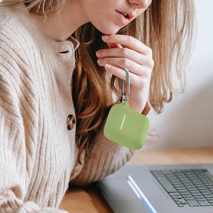 for AirPods Case Cover, Come with Cleaner Kit, Soft Silicone Protective Cover with Buckle, Compatible with Apple AirPods 2nd 1st Generation Charging Case, Front LED Visible, Matcha Green - color: B4-Matcha Green