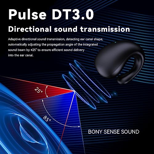 Wireless Earbuds Open Ear Headphones Clip On Earbuds Bluetooth 5.4 Headphones Long Playtime Ear Buds Digital Display Charging Case Noise Canceling Waterproof Sports Earphones