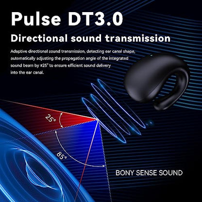 Wireless Earbuds Open Ear Headphones Clip On Earbuds Bluetooth 5.4 Headphones Long Playtime Ear Buds Digital Display Charging Case Noise Canceling Waterproof Sports Earphones