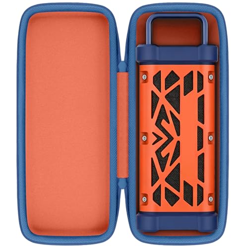 for TRAVOR Magnetic Bluetooth Speaker Hard Carrying Case,Orange+Blue | Travel Protective Storage Bag with Handle, Shockproof EVA Shell and Soft Lining, Shockproof Protective Storage Case - color: Orange Case + Blue Zipper