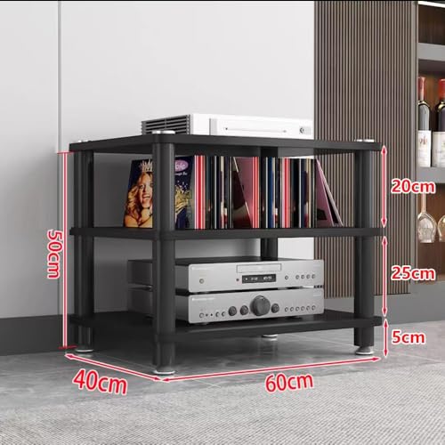 HiFi Racks Media Components Cabine, Heavy Duty Audio Component Stand, Amplifier Console Shelf Organizer, 2/3/4 Tier Speaker Audio Rack Tower(Black,3-Tier) - color: Black, size: 3-Tier