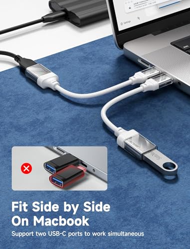 JSAUX USB to USB C Adapter [2 Pack], USBC OTG Adapter Compatible with MacBook Pro/Air, iPhone 15 Pro Max, Samsung Galaxy S24/S23/S22/S21 and More USB C Devices-Crystal White - color: Crystal White