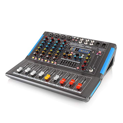 Pyle 4-Channel Bluetooth Studio Audio Mixer-DJ Sound Controller Interface with USB Drive for PC Recording Input, XLR Microphone Jack,48V Power,Input/Output for Professional and Beginners - PMXU46BT - style: 4 Channel Pro