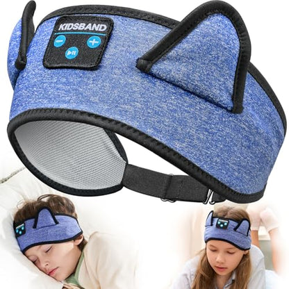 KIDSBAND Kids Headphones, Bluetooth Headphones for Kids with Adjustable Headband, 3.5 MM Jack for School, Foldable On-Ear Headset for Girls Boys Children, Kindle Tablet Cellphones Airplane Travel - color: DarkBlue