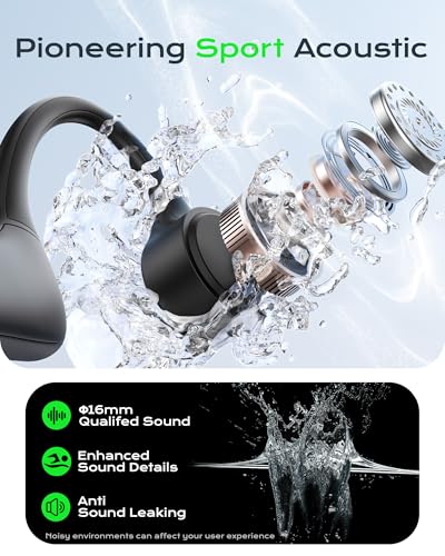 DEMICEA Open Ear Sport Headphones, Soft Silicone Wireless Bone Conduction Earphones, Powerful Bass, 10H Lasting, Quick Charge, Built-in 32GB MP3 - color: Matte Red
