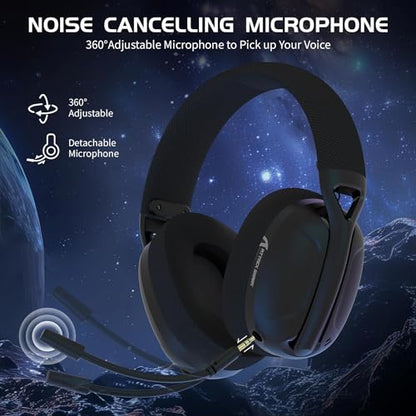 ZIYOU LANG L80 Ultralight Over Ear Tri Mode Wireless Gaming Headset-Black | 2.4Ghz USB C and A Dongle/Bluetooth 5.3/3.5mm Wired,Detachable Mic,Stereo Sound,600mAh Battery for PC Win Mac PS4 PS5 Switch - color: Black, size: Wired+BT+2.4Ghz