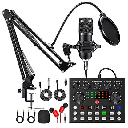CofeLife Podcast Equipment Bundle, BM800 Podcast Microphone Bundle with V8s Voice Changer, Condenser Microphone Recording Studio Package for Podcasting Live Streaming Singing PC Mobile TikTok YouTube