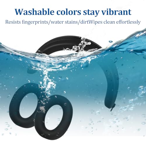for Baseus Inspire XH1 Case Cover, 2 Sets Silicone Sweat Ear Covers& Headband Protector, Washable Scratchproof Headphones Protective Case Accessories (Black)