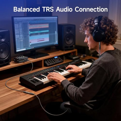 Cable Matters Premium Braided Balanced 1/4 Inch TRS Cable, 10ft | Balanced Stereo Audio, Gold-Plated Connectors, Oxygen-Free Copper - size: 10 ft