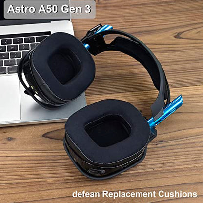 A50 Gen 3 Mod Kit - defean Replacement Earpads and Headband Compatible with Astro A50 Gen 3 Headset,Ear Cushions, Upgrade High-Density Noise Cancelling Foam, Added Thickness (Black Silky Cool Fabric) | Replacement Earpads and Headband for Astro A50 Gen3,U