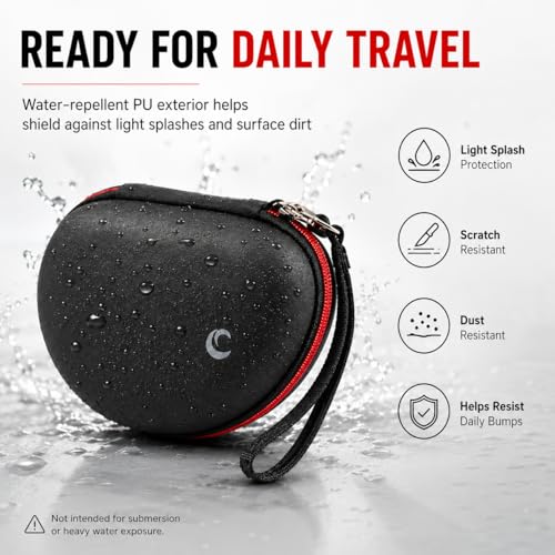 COMECASE Case for Beats Solo 4/Studio Pro Headphones with Mesh Pocket | Water-Resistant Hard Shell, Mesh Pocket for Cables, Travel Storage, Fits Solo 2/3, Solo Pro and Studio3, Black+Red Zipper - color: Black