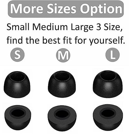 JNSA Memory Foam Ear Tips Noise Canceling Foam Tip Compatible with JBL Vibe 200TWS / Tune 130NC TWS/Free X/Live 300TWS,No Silicone Eartips Pain, Fit in Charging Case, 3 Pairs (S/M/L, Black) 214b3 - color: Foam Black