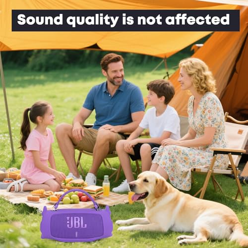 Silicone Cover Case Compatible with Charge 6 Portable Bluetooth Speaker, Portable Protective Travel Case with Shoulder Strap and Carabiner for Charge 6 Wireless Speaker Accessories (Purple)
