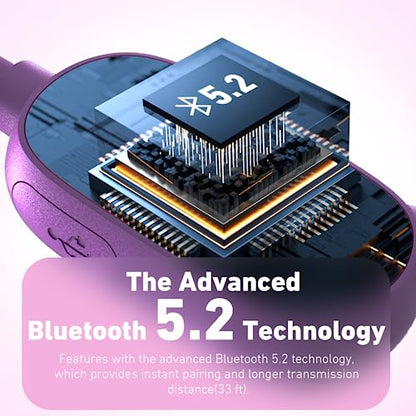 Mehomeli Kids Headphones, Bluetooth 5.2 Air Conduction Open Ear Headphones | 85dB Volume Limiting, Stereo Sound with Mic, IPX5 Waterproof, 20H Playtime, Perfect for School and Outdoor Activities-Purple - color: Purple