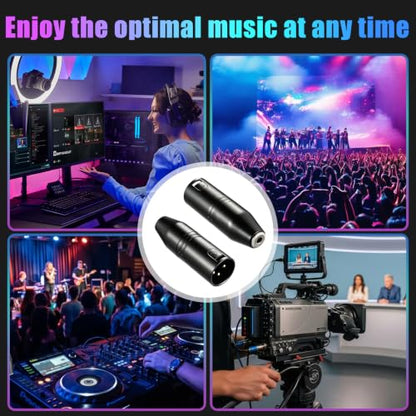 Ancable 3.5mm to XLR, 2-Pack 3.5mm Stereo TRS Mini-Jack Female to 3-Pin XLR Male Microphone Adapter, Audio Converter for Camcorders, Recorders, Mixers - size: 2-Pack