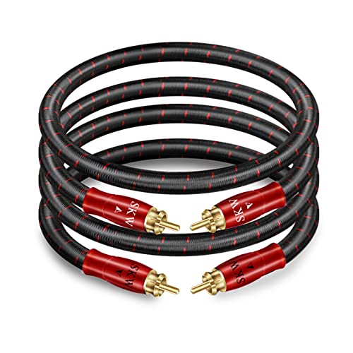 SKW 2RCA to 2RCA Audio Interconnect Cable Entry Level HC Series Cable 6.5ft/2m | HC Series, 2 RCA phono, 4N OFC copper, Aluminum foil & tinned copper braid, non-magnetic metal shell, cotton braided jacket - size: 6.5ft/2m