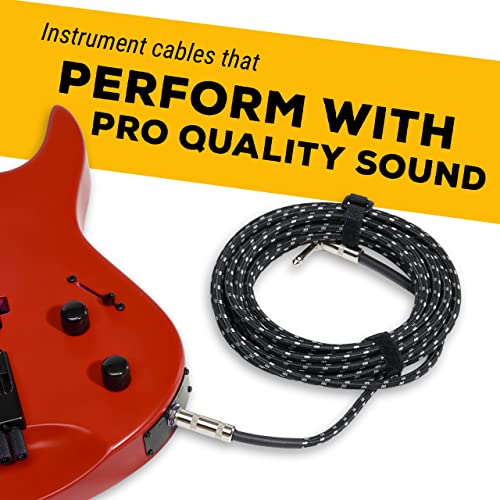 GLS Audio Instrument Cable, 6 Ft Electric Guitar Cable, Braided Black/Grey - color: Black/Grey, size: 6ft