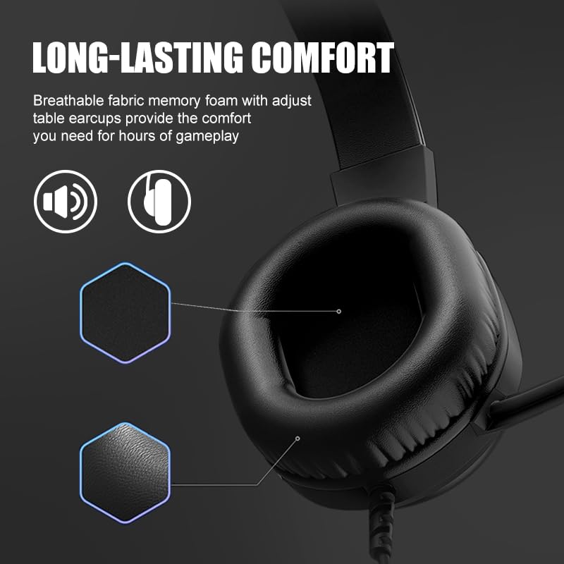 Gaming Headset for PC/PS4/Switch/Laptop/Mobile Phone,Computer-Wired Headphones with Noise Canceling Mic,PS5 Headset for Xbox One(Adapter not Included) USB LED Light -CLS500-BLACK