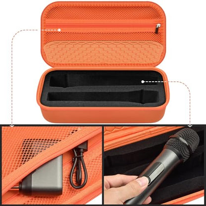 Comecase Wireless Microphone Case for JBL Two Mic System and PartyBox Mic | Custom Foam and Divider Reduce Shifting; Mesh Pocket Keeps Receiver, Adapter and Batteries Together, Orange, Case Only - color: Orange