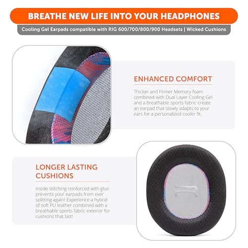 WC FreeZe Rig 600/700/800/900 - Cooling Gel Earpads for RIG 600 Pro, RIG 700 HX, RIG 800 Pro, RIG 900 Max by Wicked Cushions - Boost Comfort, Thickness, & Sound Isolation for Epic Gaming | Speed Racer - color: Speed Racer