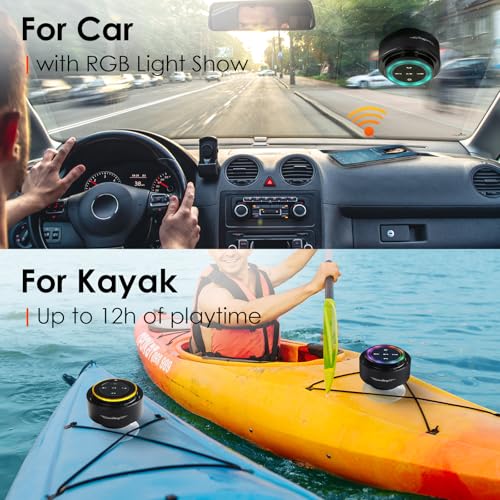 XLEADER Pro Shower Speaker (Upgraded) Certified IPX7 Waterproof Bluetooth Speaker, 8W Crystal Sound&Rich Bass, 15H Playtime, with Suction Cup, Silicone Lanyard, Ideal Gifts, SoundAngel Mate(2 Gen) - color: Dot Light