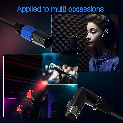 LanSenSu Right Angle XLR to Straight XLR Plug Cable, 90-Degree Female to Straight Male Balanced Cord 3-Pin to 3-Pin, (Right Angle -Female-0.5FT, 2Pack) - style: Right Angle -Female-0.5FT