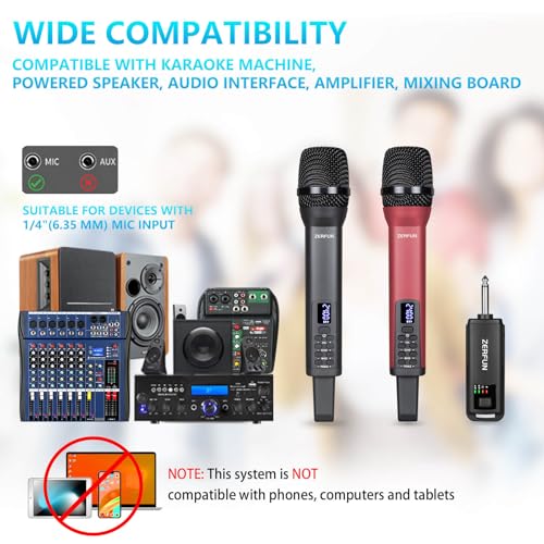 Rechargeable Wireless Microphones Dual, D240, Grey&Red - color: Gray & Red, style: 2 Mics