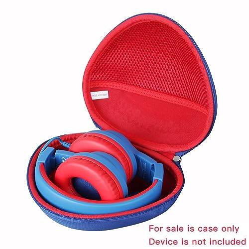 adada Hard Travel Case for iClever HS19 / iClever BTH12 Kids Headphones (outer Blue + Inner Red) - color: uter Blue + Inner Red