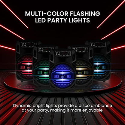 Portable Bluetooth PA Speaker System - 300W Rechargeable Outdoor Bluetooth Speaker Portable PA System w/ 8” Subwoofer 1” Tweeter, Microphone in, Party Lights, MP3/USB, Radio, Remote - color: Charcoal