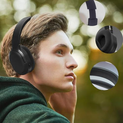 Wireless Noise Cancelling Headphones, Black for Travel,Home,Office | Comfortable Protein Ear Pads, Built-in Mic,30H Playtime,Bluetooth 5.3,Deep Bass Lightweight Active Noise Cancelling Headset - color: black A