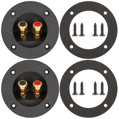 3 in Round Push Spring Speaker Terminal Cup, 2 Pack | Features 2-Way Subwoofer Box Terminal with Gold Plated Binding Posts; Bare Wire Connection. - color: 3 Inch Round Push Spring, size: 2