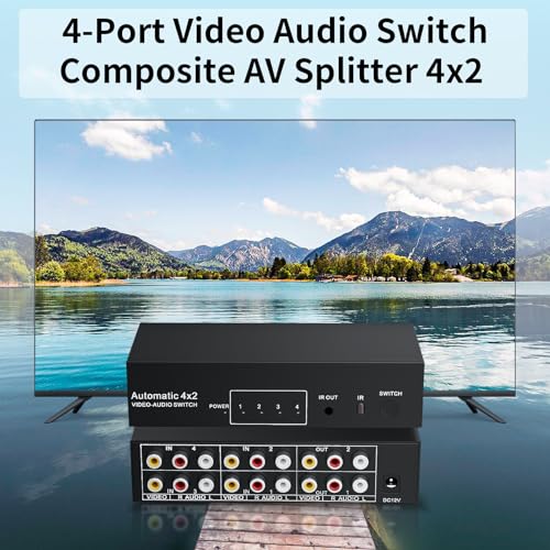 BolAAzuL 4x2 RCA Switch Splitter Composite Video L/R Audio Selector Box | 4 in 2 Out RCA Video Stereo Audio Switcher 4-Way AV Splitter Selector Switch for Retro Game Console Wii PS2 Xbox DVD STB HDTV - style: 4 in 2 out