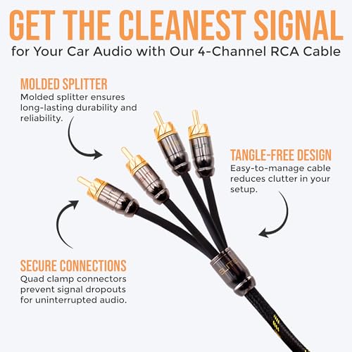 Elite Audio Pro Series | 15ft 4-Channel RCA Cable | OFC | Triple Shielded - color: 4-Channel, size: 15' (ft)