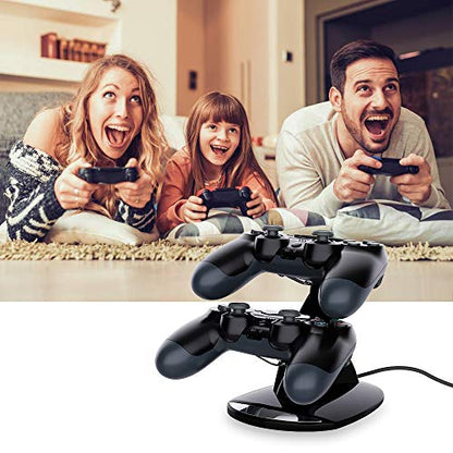 VSEER Dual Shock PS4 Charging Station - Twin Charge Docking Station Stand Charger for PS4/Pro/Slim Controllers, Black