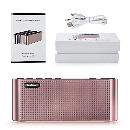 Antimi Bluetooth Speaker,FM Radio Player,MP3 Player Stereo Portable Wireless Speaker Drivers with HD Sound, Built-in Microphone, High Definition Audio and Enhanced Bass(Black) (Pink) - color: Pink